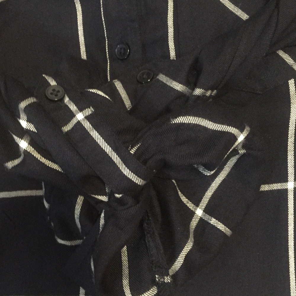 Petite M Navy Windowpane Plaid Check Shirt NWT - Picture 13 of 15
